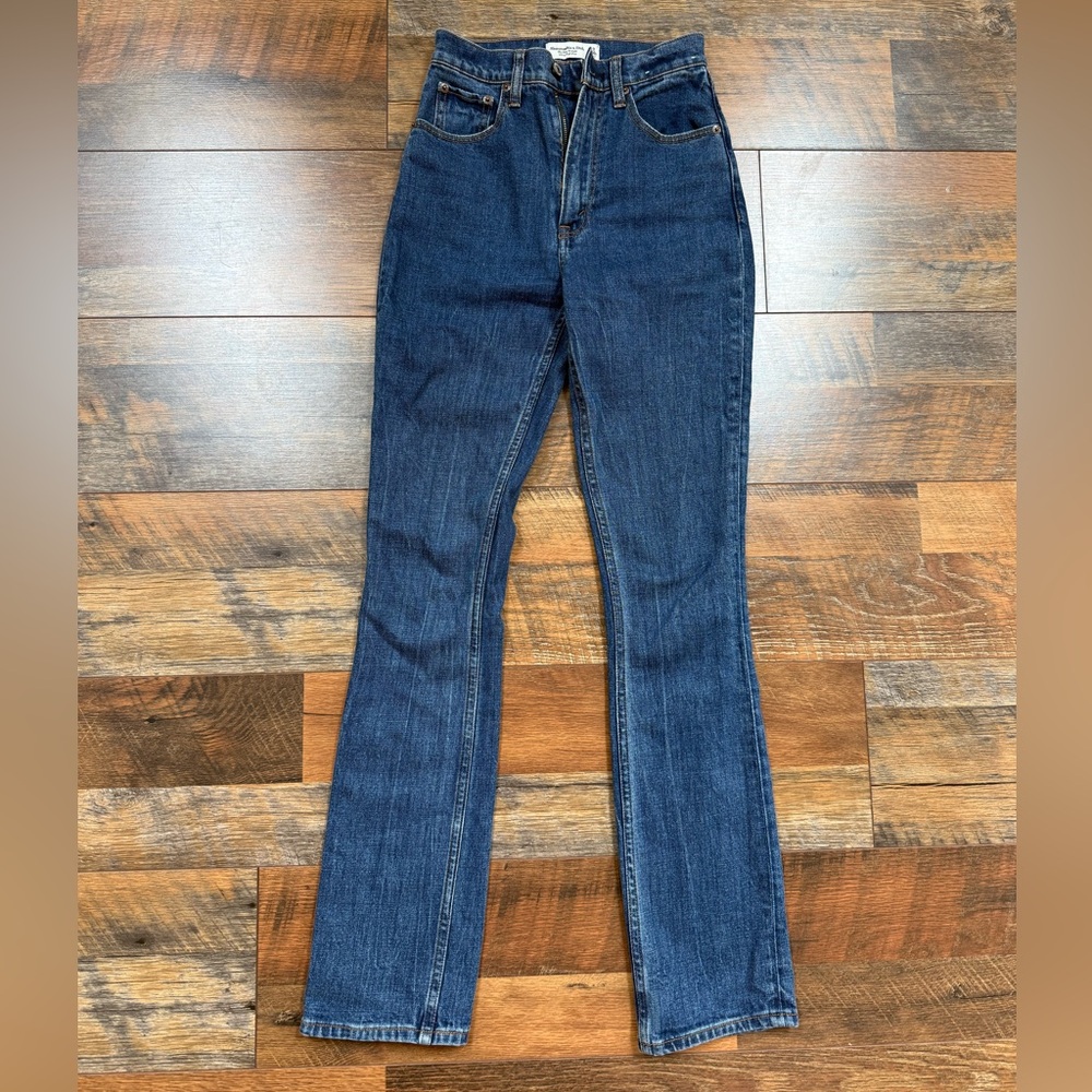 Abercrombie & Fitch Dark Blue High-Rise Straight Leg Jeans